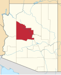 Map of Arizona highlighting Yavapai County